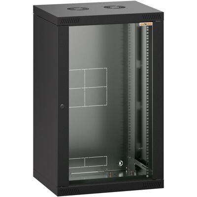 Conteg RQN-18-60/45 – 19" nástenný rozvádzač 18U, 572 × 450 mm, čierny Conteg RQN-18-60/45 – 19" nástenný rozvádzač 18U, 572 × 450 mm, čierny