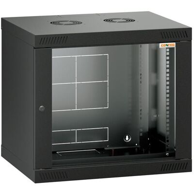 Conteg RQN-09-60/45 – 19" nástenný rozvádzač 9U, 572 × 450 mm, čierny Conteg RQN-09-60/45 – 19" nástenný rozvádzač 9U, 572 × 450 mm, čierny