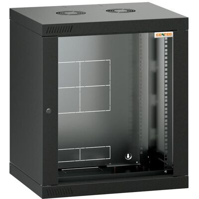 Conteg RQN-12-60/45 – 19" nástenný rozvádzač 12U, 572 × 450 mm, čierny Conteg RQN-12-60/45 – 19" nástenný rozvádzač 12U, 572 × 450 mm, čierny