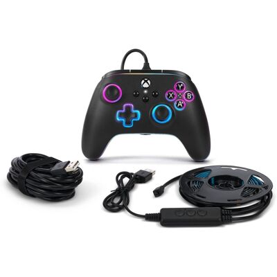 PowerA Advantage Wired Controller - Xbox Series X S s Lumectra + RGB LED Strip - Black PowerA Advantage Wired Controller - Xbox Series X S s Lumectra + RGB LED Strip - Black