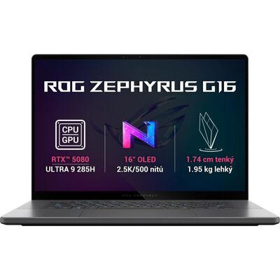 Asus ROG Zephyrus G16 GU605CW-QR204 Eclipse Gray celokovový Asus ROG Zephyrus G16 GU605CW-QR204 Eclipse Gray celokovový