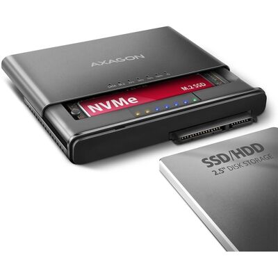 AXAGON ADSA-CC, NVMe M.2 SSD & SATA 2,5"/3,5" SSD/HDD CLONE MASTER 2 adaptér, USB-C 10 Gbps AXAGON ADSA-CC, NVMe M.2 SSD & SATA 2,5"/3,5" SSD/HDD CLONE MASTER 2 adaptér, USB-C 10 Gbps