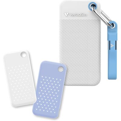 Verbatim Pocket SSD 1 TB biela/modrá + 2x gumový obal Verbatim Pocket SSD 1 TB biela/modrá + 2x gumový obal