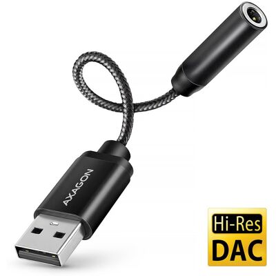 AXAGON ADA-HA, Hi-Res DAC audio adaptér, 384 kHz/32 bit stereo, USB-A to 3,5 mm jack AXAGON ADA-HA, Hi-Res DAC audio adaptér, 384 kHz/32 bit stereo, USB-A to 3,5 mm jack