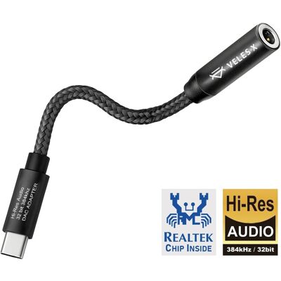 Veles-X Hi-Res DAC audio adaptér – Realtek Chip 384 kHz/32 bit, USB-C na 3,5 mm jack Veles-X Hi-Res DAC audio adaptér – Realtek Chip 384 kHz/32 bit, USB-C na 3,5 mm jack