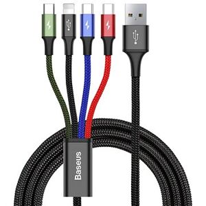 Baseus rýchly nabíjací/dátový kábel 4 v 1 Lightning + 2× USB-C + Micro USB 3,5 A 1,2 m, čierny