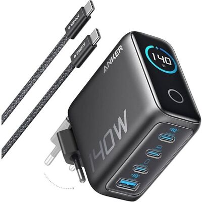 Anker 140 W, 3× USB-C, 1× USB sivá Anker 140 W, 3× USB-C, 1× USB sivá