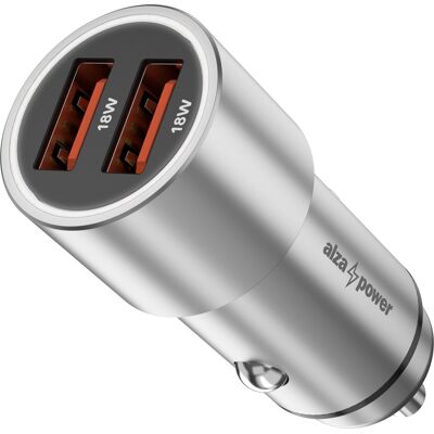 AlzaPower Car Charger X520 Fast Charge strieborná AlzaPower Car Charger X520 Fast Charge strieborná