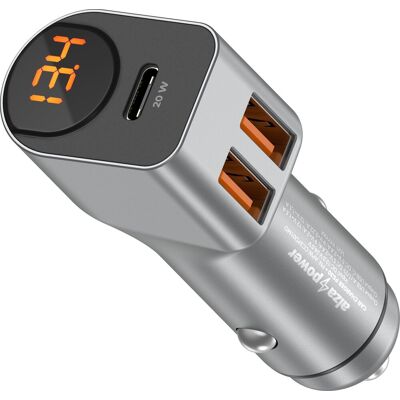 AlzaPower Car Charger P530 USB + USB-C Power Delivery sivá AlzaPower Car Charger P530 USB + USB-C Power Delivery sivá