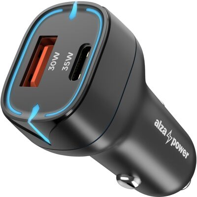 AlzaPower Car Charger P200 USB-A + USB-C Power Delivery 35 W čierna AlzaPower Car Charger P200 USB-A + USB-C Power Delivery 35 W čierna