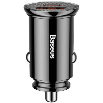 Baseus Circular Plastic A+C 30 W PPS Car Charger Black Baseus Circular Plastic A+C 30 W PPS Car Charger Black