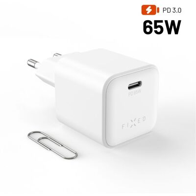 FIXED Mini GaN s USB-C výstupom a podporou PD 65 W biela FIXED Mini GaN s USB-C výstupom a podporou PD 65 W biela