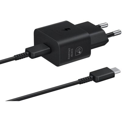 Samsung cestovná nabíjačka USB-C 25 W + USB-C dátový kábel Black (Bulk) Samsung cestovná nabíjačka USB-C 25 W + USB-C dátový kábel Black (Bulk)