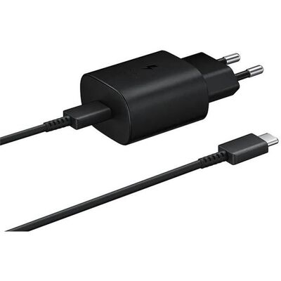 Samsung cestovná nabíjačka 25 W + USB-C/USB-C dátový kábel Black (Bulk) Samsung cestovná nabíjačka 25 W + USB-C/USB-C dátový kábel Black (Bulk)