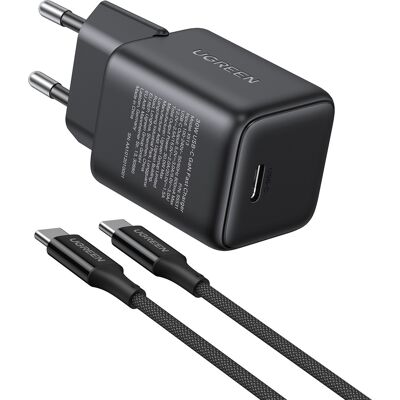 UGREEN Mini 30 W PD GaN Tech Charger +1 m USB-C Cable UGREEN Mini 30 W PD GaN Tech Charger +1 m USB-C Cable