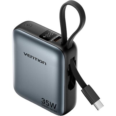 Vention 10000 mAh Mini Power Bank (USB-C + USB-C) with Built-in USB-C Cable 35 W Gray Vention 10000 mAh Mini Power Bank (USB-C + USB-C) with Built-in USB-C Cable 35 W Gray