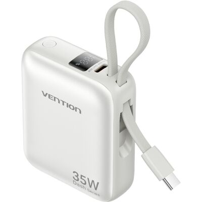 Vention 10000 mAh Mini Power Bank (USB-C + USB-C) with Built-in USB-C Cable 35 W Beige Vention 10000 mAh Mini Power Bank (USB-C + USB-C) with Built-in USB-C Cable 35 W Beige