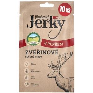 Jihočeské Jerky Juhočeské Jerky Zverinové s korením 200 g (10× 20 g) Jihočeské Jerky Juhočeské Jerky Zverinové s korením 200 g (10× 20 g)
