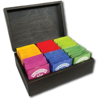 Hampstead Tea luxusná čierna drevená kazeta mix vrecúškových BIO čajov 78 ks – 6 druhov Hampstead Tea luxusná čierna drevená kazeta mix vrecúškových BIO čajov 78 ks – 6 druhov