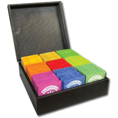 Hampstead Tea luxusná čierna drevená kazeta mix vrecúškových čajov 117 ks – 9 druhov Hampstead Tea luxusná čierna drevená kazeta mix vrecúškových čajov 117 ks – 9 druhov
