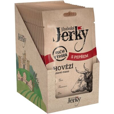 Jihočeské Jerky Hovädzie s korením 20 ks Jihočeské Jerky Hovädzie s korením 20 ks