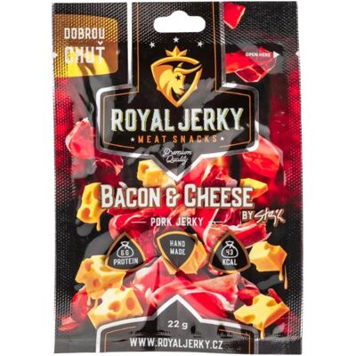 ROYAL JERKY Bravčové sušené mäso Bacon & Cheese 22 g ROYAL JERKY Bravčové sušené mäso Bacon & Cheese 22 g
