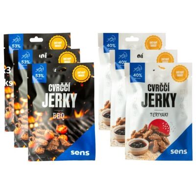 SENS Ochutnávkový balíček svrčkové jerky 2× 3 ks – 6× 12 g SENS Ochutnávkový balíček svrčkové jerky 2× 3 ks – 6× 12 g