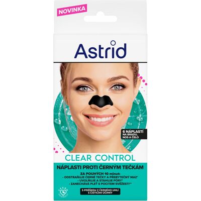ASTRID Clear Control Náplasti proti čiernym bodkám s čiernym uhlím 6 ks ASTRID Clear Control Náplasti proti čiernym bodkám s čiernym uhlím 6 ks