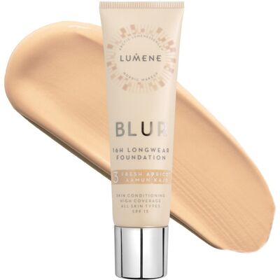 LUMENE Blur 16h Longwear Foundation SPF15 Shade 3 Fresh Apricot/Aamun kajo LUMENE Blur 16h Longwear Foundation SPF15 Shade 3 Fresh Apricot/Aamun kajo