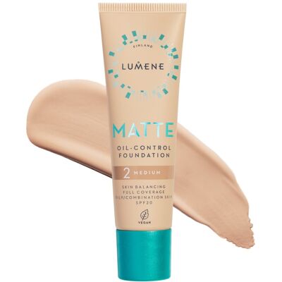 LUMENE Matte Oil-Control Foundation SPF20 Shade 2 Medium LUMENE Matte Oil-Control Foundation SPF20 Shade 2 Medium