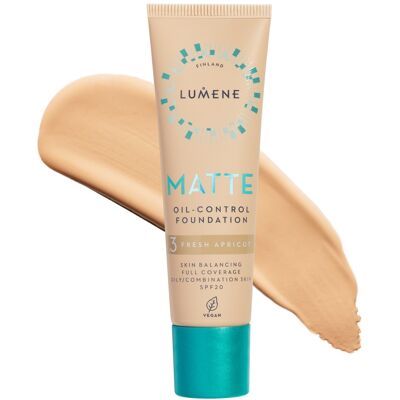 LUMENE Matte Oil-Control Foundation SPF20 Shade 3 Fresh Apricot LUMENE Matte Oil-Control Foundation SPF20 Shade 3 Fresh Apricot