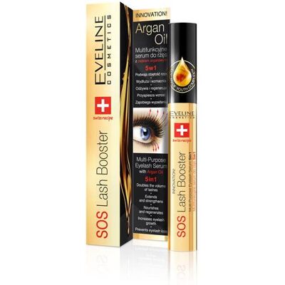 EVELINE Cosmetics SOS Lash Booster serum 5 in 1 Argan oil 10 ml EVELINE Cosmetics SOS Lash Booster serum 5 in 1 Argan oil 10 ml