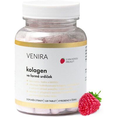VENIRA Kolagén vo forme srdiečok, malina 120 tabliet VENIRA Kolagén vo forme srdiečok, malina 120 tabliet