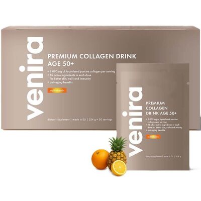 VENIRA PREMIUM Kolagénový drink 50+ na vlasy, nechty, pleť, multivitamín 30× 10,8 g 324 g VENIRA PREMIUM Kolagénový drink 50+ na vlasy, nechty, pleť, multivitamín 30× 10,8 g 324 g