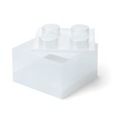 Lego úložný box s vekom, trblietavo priehľadný Lego úložný box s vekom, trblietavo priehľadný