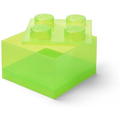 Lego úložný box s vekom, priehľadne zelený Lego úložný box s vekom, priehľadne zelený