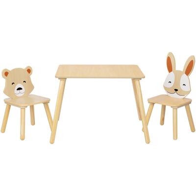 BusyKids Montessori sada – 2 stoličky so zvieracím motívom a kompaktný stolík BusyKids Montessori sada – 2 stoličky so zvieracím motívom a kompaktný stolík