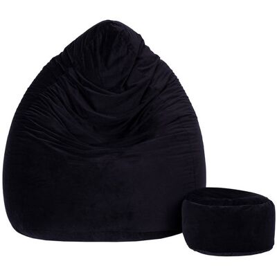 TopKing Sedací vak XXXXL + podnožník XL velúr, čierny TopKing Sedací vak XXXXL + podnožník XL velúr, čierny