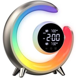 IMMAX LED nočná lampička, budík PEACOCK s hodinami, RGB svetlom a USB portom, zlatá IMMAX LED nočná lampička, budík PEACOCK s hodinami, RGB svetlom a USB portom, zlatá