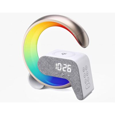 IMMAX LED relaxačná lampička FLAMINGO s QI nabíjaním, budík, RGB, USB výstup, zlatá IMMAX LED relaxačná lampička FLAMINGO s QI nabíjaním, budík, RGB, USB výstup, zlatá