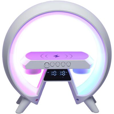 KIK KX3384 Multifunkčný Bluetooth reproduktor RGB s bezdrôtovou nabíjačkou, biely KIK KX3384 Multifunkčný Bluetooth reproduktor RGB s bezdrôtovou nabíjačkou, biely