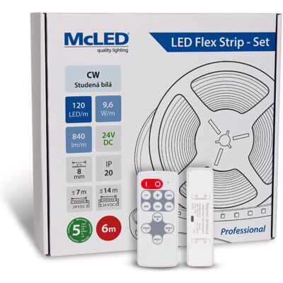 McLED Set LED pásik 6 m s ovládačom, CW, 9,6 W/m McLED Set LED pásik 6 m s ovládačom, CW, 9,6 W/m