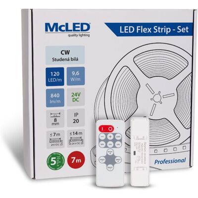 McLED Set LED pásik 7 m s ovládačom, CW, 9,6 W/m McLED Set LED pásik 7 m s ovládačom, CW, 9,6 W/m