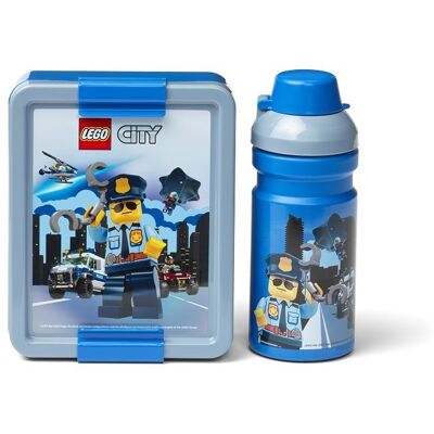 Lego City desiatová sada (fľaša a box) – modrá Lego City desiatová sada (fľaša a box) – modrá