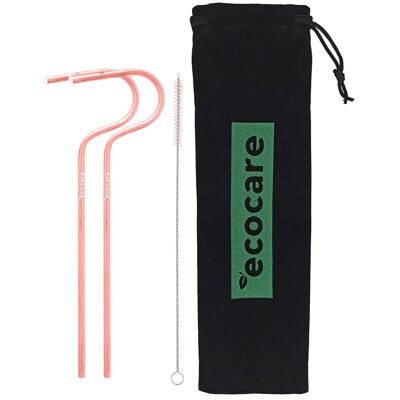 ECOCARE Ekologické kovové slamky Ružové 2 ks ECOCARE Ekologické kovové slamky Ružové 2 ks