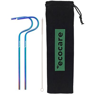 ECOCARE Ekologické kovové slamky Dúhové 2 ks ECOCARE Ekologické kovové slamky Dúhové 2 ks