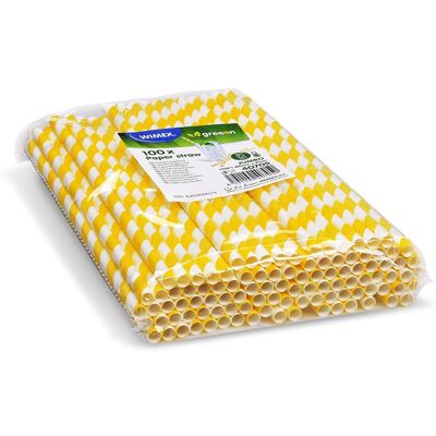 Wimex Papierová slamka Špirála 8 × 25 cm, žltá – 100 ks Wimex Papierová slamka Špirála 8 × 25 cm, žltá – 100 ks