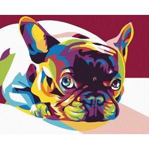 Diamondi – FAREBNÝ BULDOG, 40 × 50 cm, napnuté plátno na ráme Diamondi – FAREBNÝ BULDOG, 40 × 50 cm, napnuté plátno na ráme