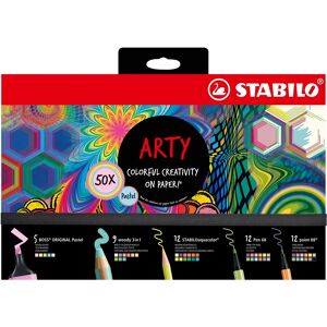 STABILO ARTY – 50 ks – zvýrazňovače, pastelky, jemné linery a prémiové vláknové fixky STABILO ARTY – 50 ks – zvýrazňovače, pastelky, jemné linery a prémiové vláknové fixky
