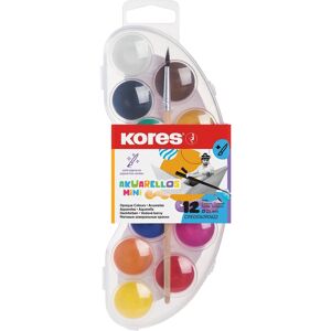 KORES AKUARELLOS MINI 25 mm 12 farieb + štetec KORES AKUARELLOS MINI 25 mm 12 farieb + štetec